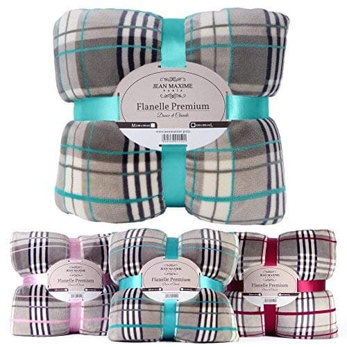 Couverture Plaid, Flanelle Polaire Luxe, Canapé Salon Couvre-lit, Couleurs Rose Rouge Vert Bleu Beige Noir, Tartan Ecossais (Atlantis Green, 150 x 200 cm)