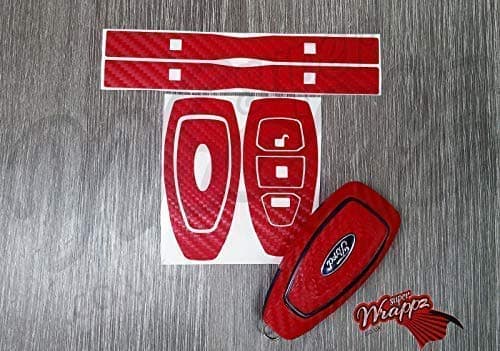 Red Carbon Fiber Key Wrap Cover Skin Sticker Decal Wrap FOR Ford Remote Focus ST RS Mondeo S-MAX Kuga Fiesta C-MAX Titanium Galaxy