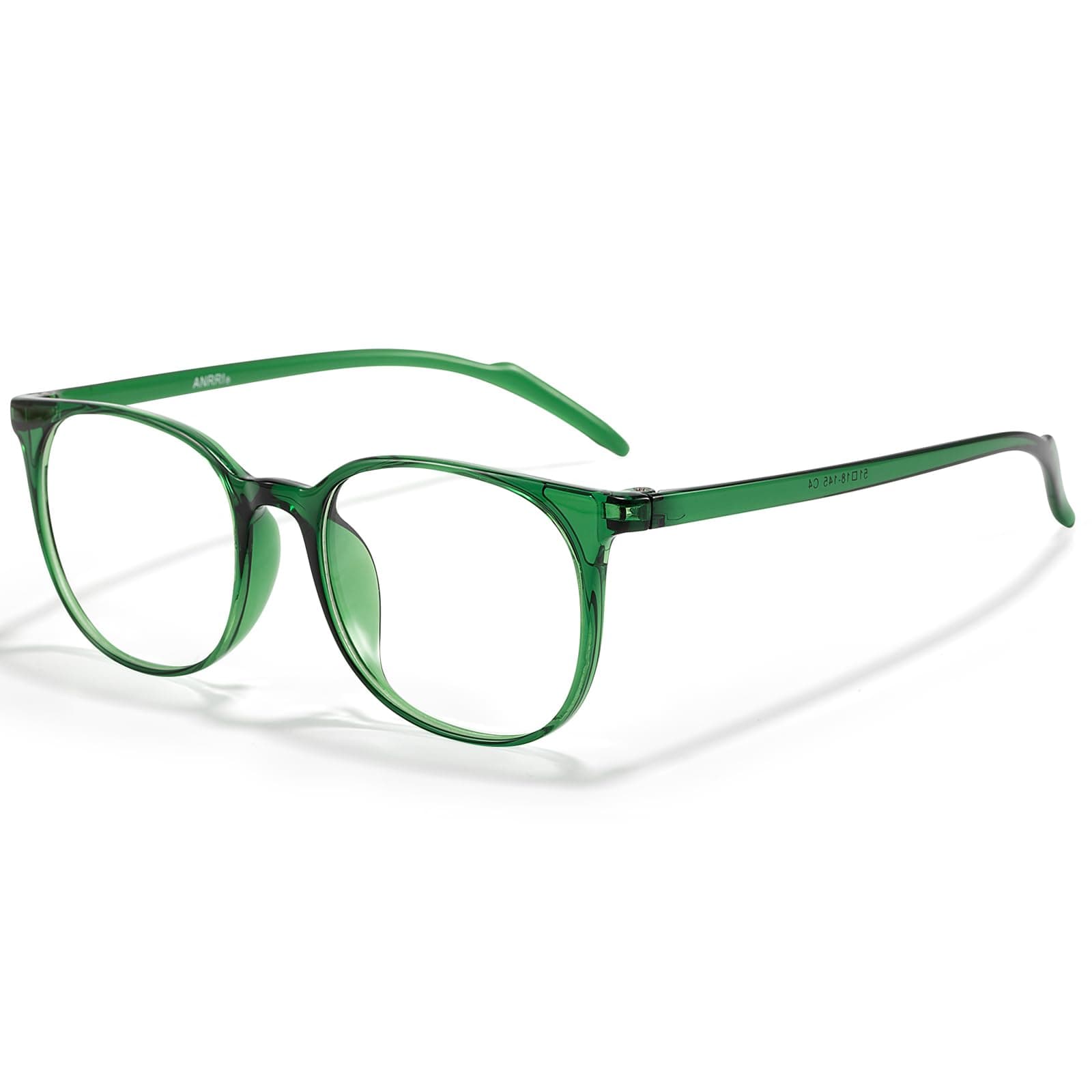 ANRRI Blue Light Blocking Glasses Round Lightweight Eyeglasses Frame Filter Blue Light Computer Game Glasses Green Frame for Men and Women