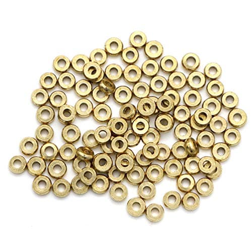 Monrocco 100 Pcs 4mm Brass Flat Round Metal Disc Spacer Beads Round Bracelet Necklace Connector Charms Rondelle Beads for Jewelry Making