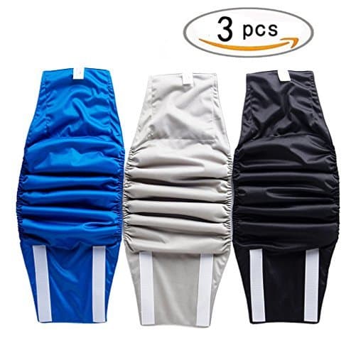PUPTECK 3 pcs/Set Reusable Dog Belly Bands Washable Doggie Diapers Wraps for Male Dogs
