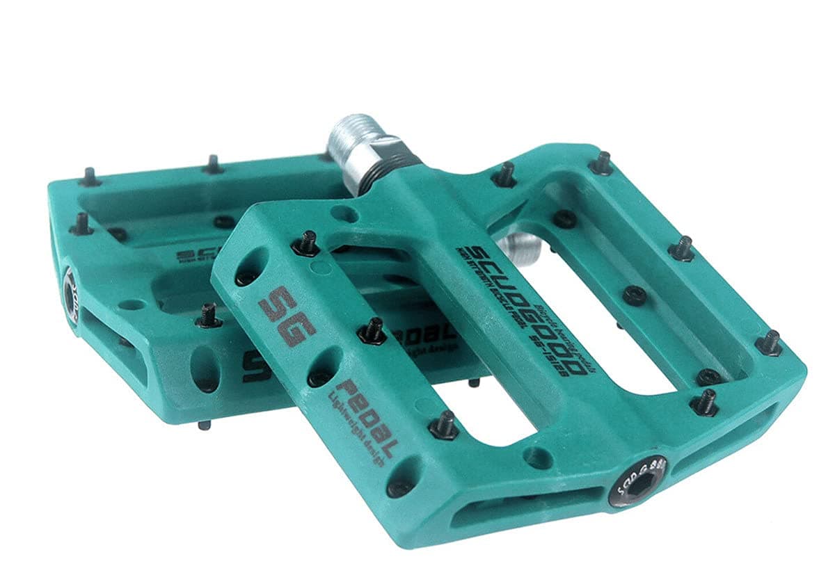 SCUDGOOD Mountain Bike Pedals Light Weight Road Riding Bicycle Pedals for AM/FR/DH/DJ/BMX,1 Pair (Blue)