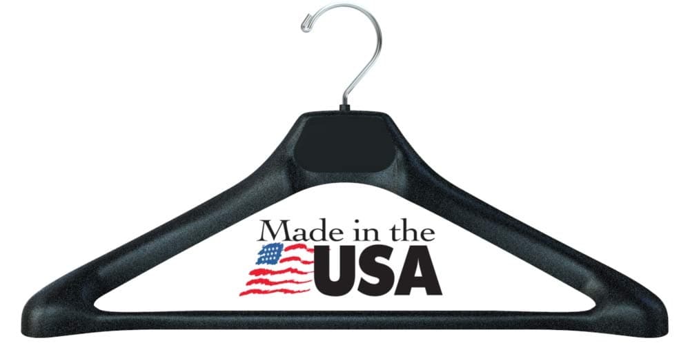 Rapid Plastics 21″ Extra‑Wide Suit Hanger – Heavy‑Duty Plastic, Anti‑Slip, Chrome Hook – 12‑Pack – Made in USA