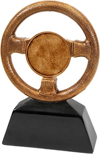 10" Antique Gold Steering Wheel Resin Award for Car Show Car Cruise Free Engraving