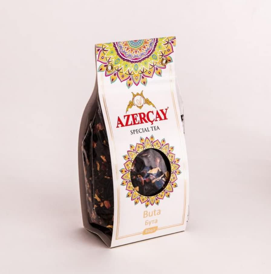 Azercay Loose Special Tea 'Buta' Black Tea with Sun, Okra, Lemon & Rose Flowers 100g - Made in Azerbaijan - Kosher Certified NO GMO
