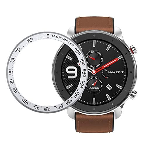 Aresh Ring Bezel Compatible with Amazfit GTR 47mm, Adhesive Cover Anti Scratch Stainless Steel Protector Bezel Ring for Amazfit GTR 47mm Watch (Silver)