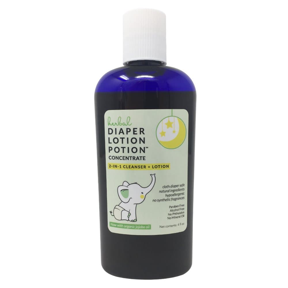 Diaper Lotion Potion, All Natural Diaper Rash Guard for Your Baby's Bottom - Healing and Soothing Antibacterial 2-in-1 Herbal Cleanser and Lotion - Moisturizes and Protects (Concentrate)