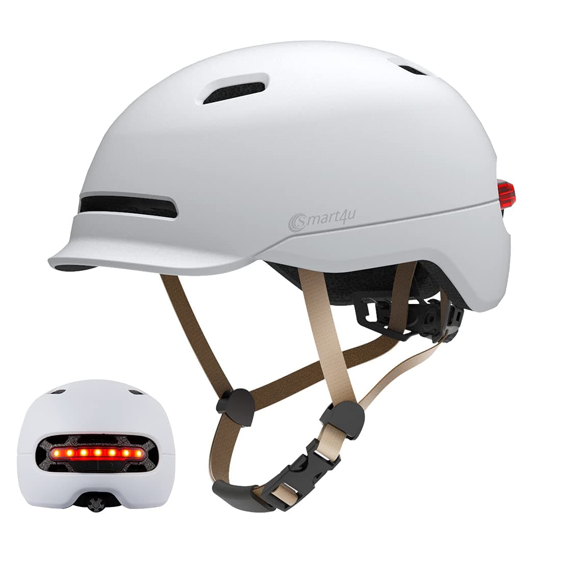 Smart Bike Helmet with 3 Types of Alert Lights, Smart & Safe Bling Helmet, Comfortable, Lightweight, Breathable & Waterproof Cycling Helmet, White