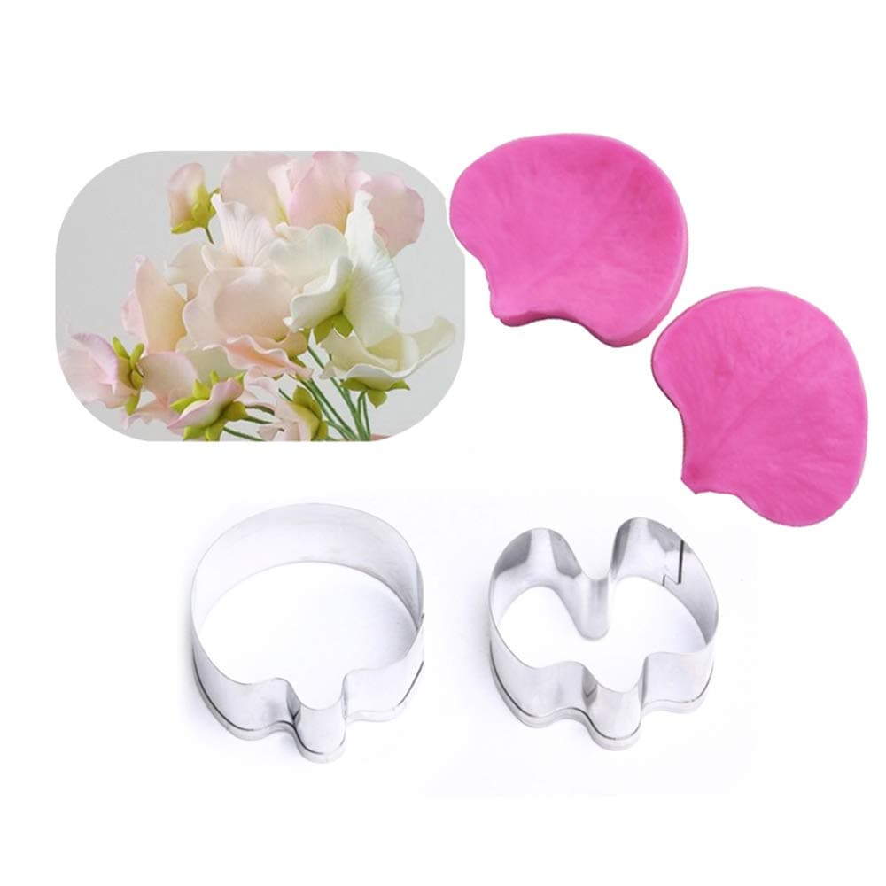 Fondant Surgar Sweet Pea Petals Cutter Gum Paste Flower Petal Veiner Cutter Flower Biscuit Metal Cutters Cake Decoration tools