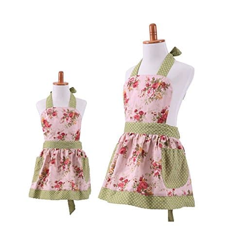 Lovely Classic Style Floral Parent-child Apron, Green