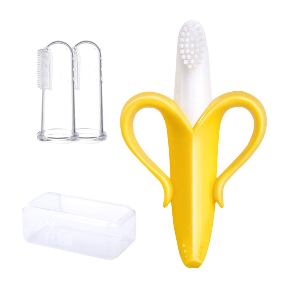 Baby Toothbrush and Banana Yellow Babies Toddlers Molar Stick for Infant Toddlers Kid Training Tooth Brush