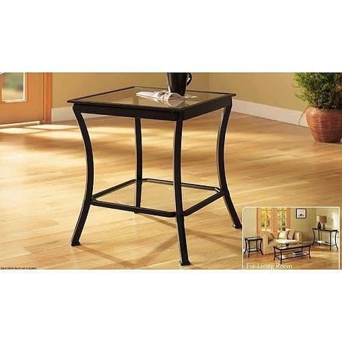 Mendocino Side & End Table, Metal & Glass Side Accent Living Room Furniture Set Modern Stylish Shelf (1)