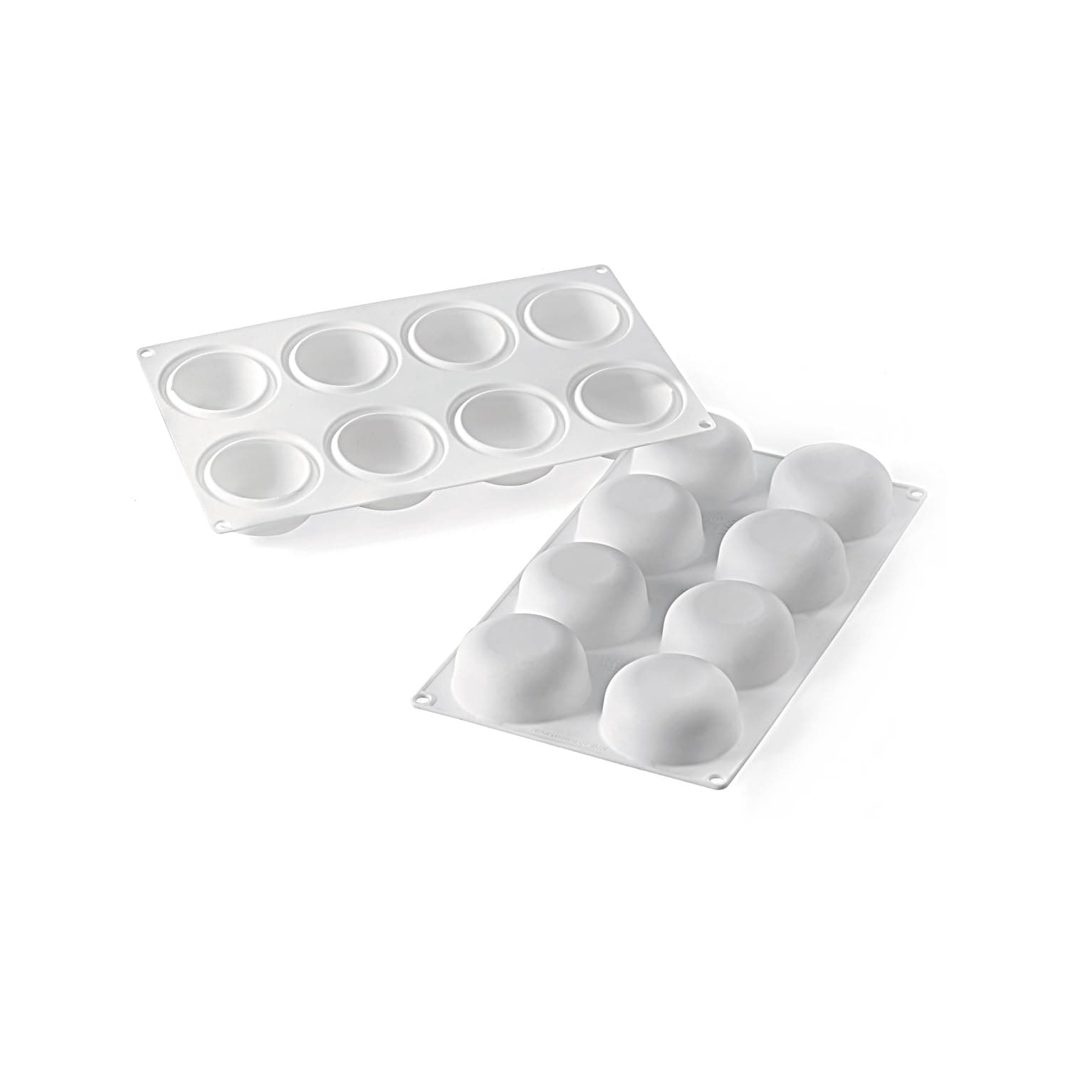 Silikomart White Silicone Chocolate Mold, "Stone" 2.55" Dia. x 1.18" High, 8 Cavities SF163-W-1