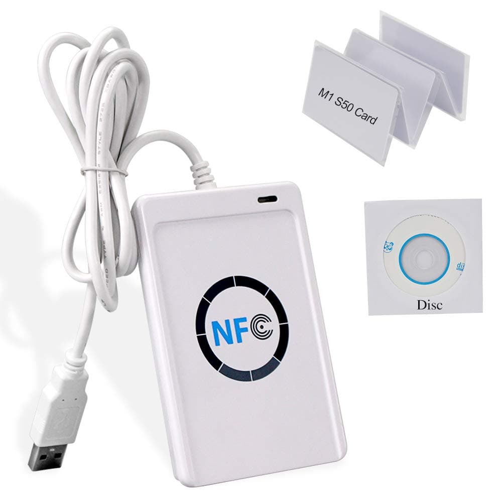uowekyAccess Control USB NFC RFID Contactless Smart IC Card Reader,13.56MHz USB NFC Reader Writer,NFC Rfid Desktop+ Disc+5pcs M1 S50 Card