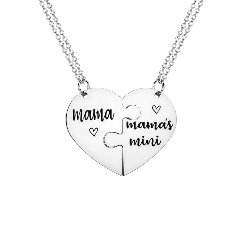JOFUKINMother Daughter Necklace 2 Pieces Set Mom Gifts from Daughter Matching Heart Necklaces for Women Gifts for Mom
