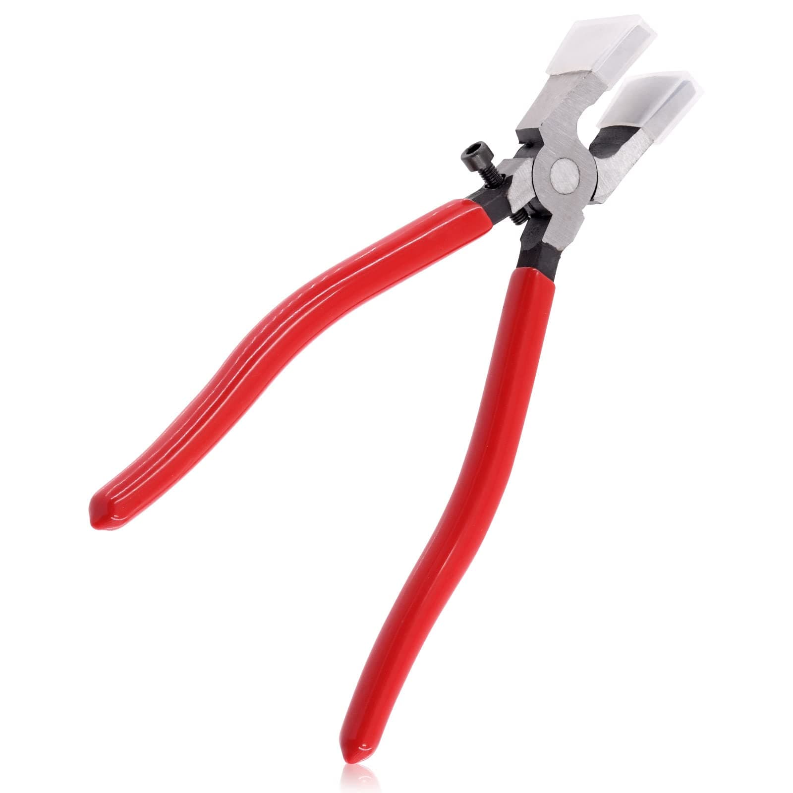 Key Fob Pliers with Curved Jaws, Glass Running Pliers Heavy Duty with Rubber Tips for Stained Glass Work Mosaics Breaking Tool