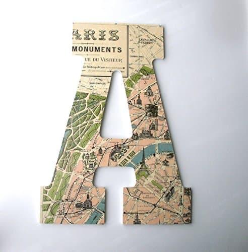 Paris Map Custom Decorated Wooden Letters, France Personalized Home Décor, Baby Girl Nursery Decor, Large 9 Inch Bedroom Decorations, Wood Art for Walls