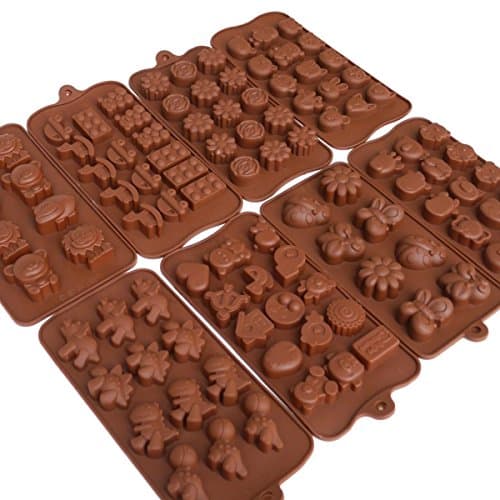 Candy Molds, Silicone Mold for Chocolate Melts, Cakes, Crayons and Gummy Candies, Safe Animal and Flower Shaped Silicon Ice Trays for Various Occasions, BPA Free, 8 Pack Set