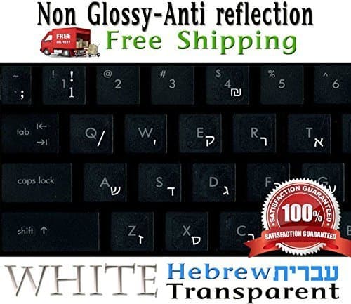 Hebrew Keyboard Stickers Transparent White Letters for Any Windows Laptop Computer Pc Desktop Notebook