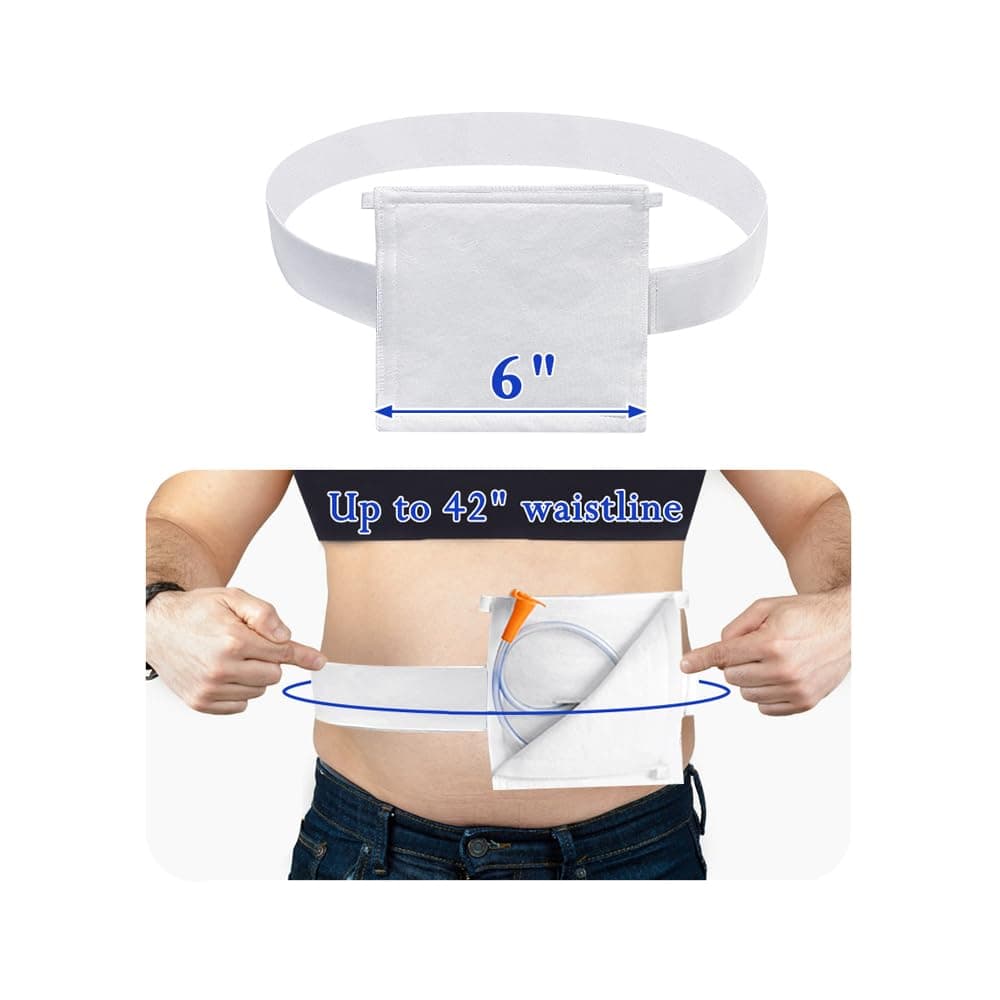 NEPPT G Tube Holder Belt Feeding Tubes Accessories G Tube Covers Peg Tube Gastrostomy Catheter Pd Dialysis Belt Pads Drainage Medical Abdominal Dialysis for Men Women (Large-White)