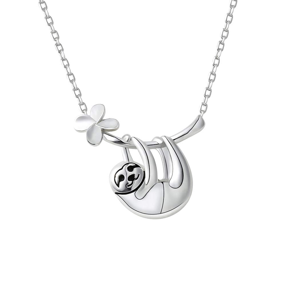 FRIUSATE Sloth Necklace, 925 Sterling Silver Cute Pendant Necklace Animal Necklace Charms for Women Teens Girls Gifts