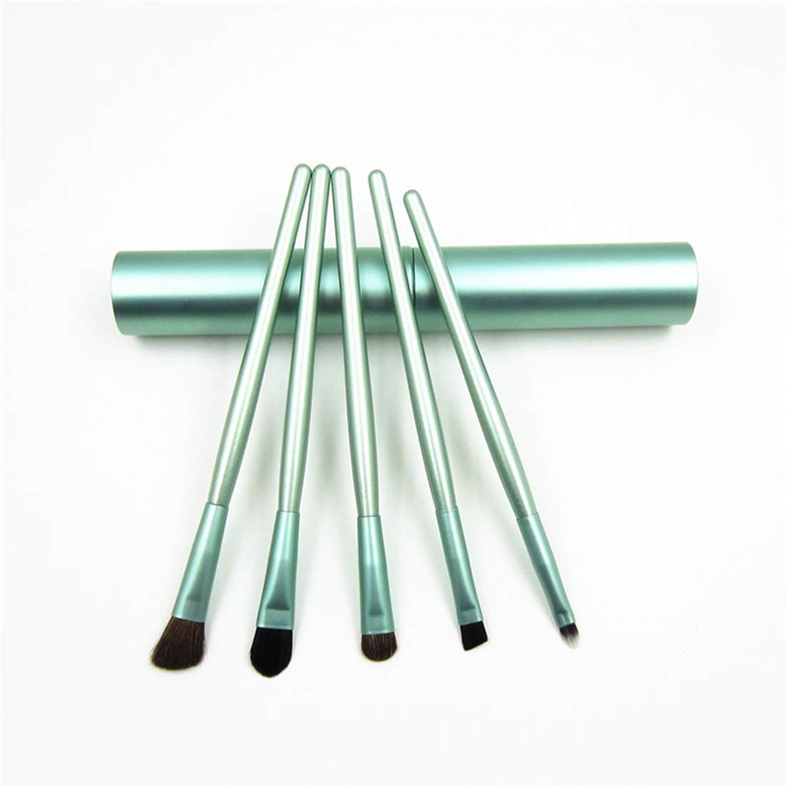 SIUONI Aluminum Tube 5 Eye Makeup Brush Portable Horse Hair Eye Shadow Brush Single Detail Brush Eye Shadow Brush Makeup Brush (Green)