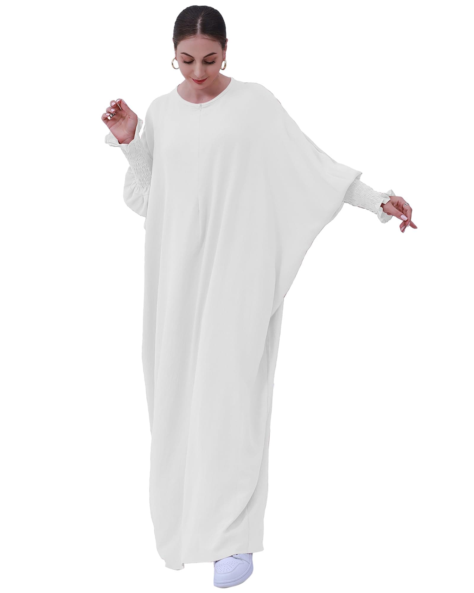 Muslim Prayer Abaya Islamic Women's Khimar Pure Color Hijab Dress Long Sleeve Dubai Kaftan