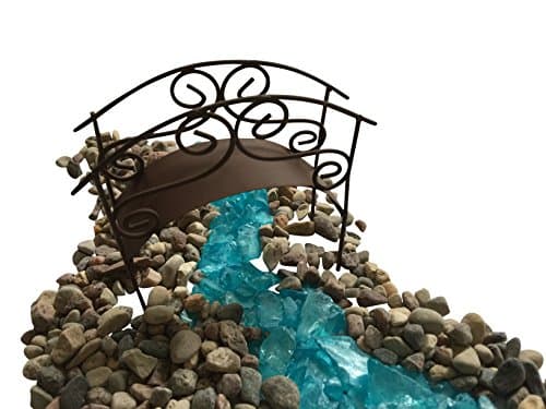 Fairy Garden Miniature Blue Water Stream & Bridge Kit