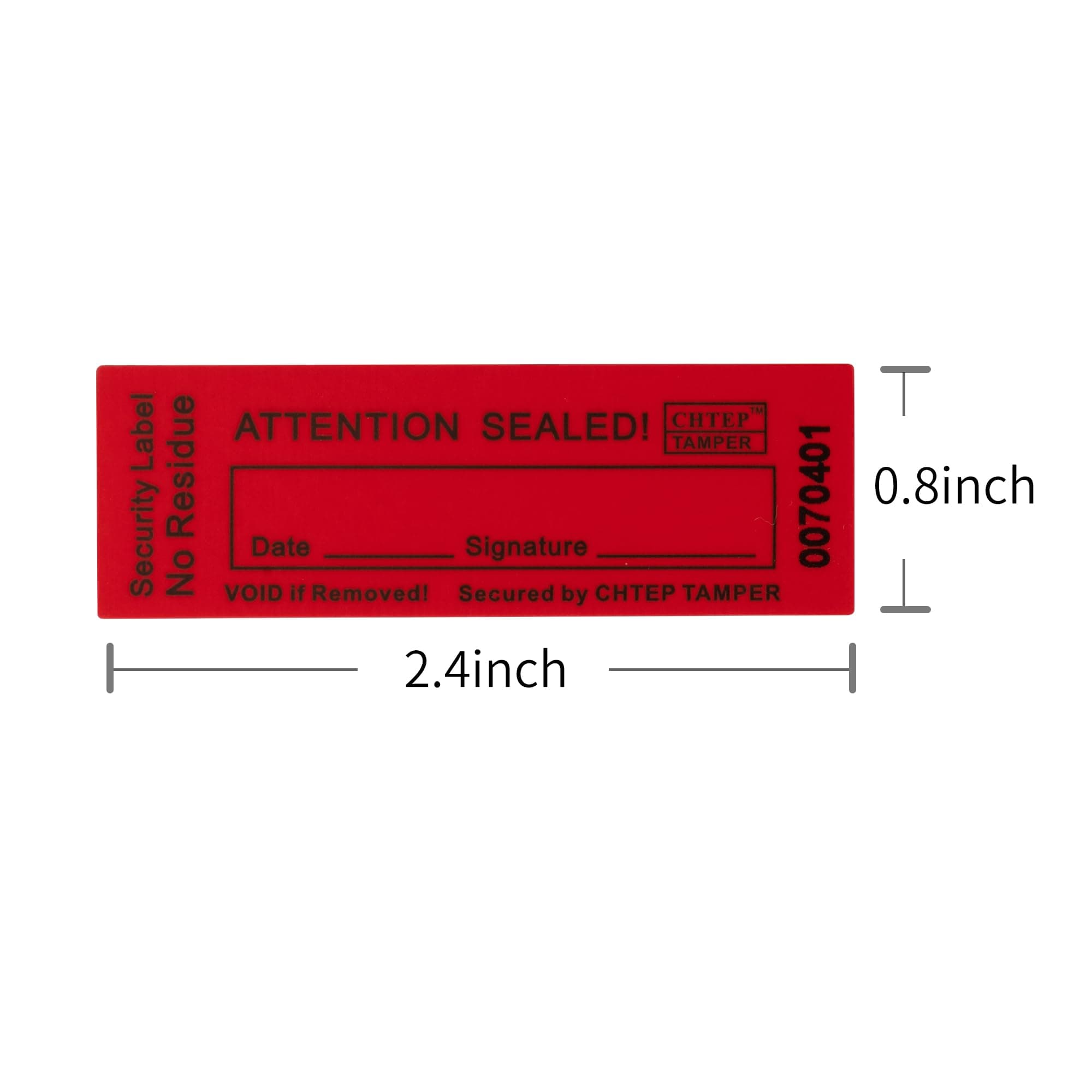 CHTEP TAMPER 100PCS Evident Stickers, No Residue ,Evident Security Warranty Seal, Void Stickers, Security Labels, (Serial Number0.8 * 2.4inch,Red)