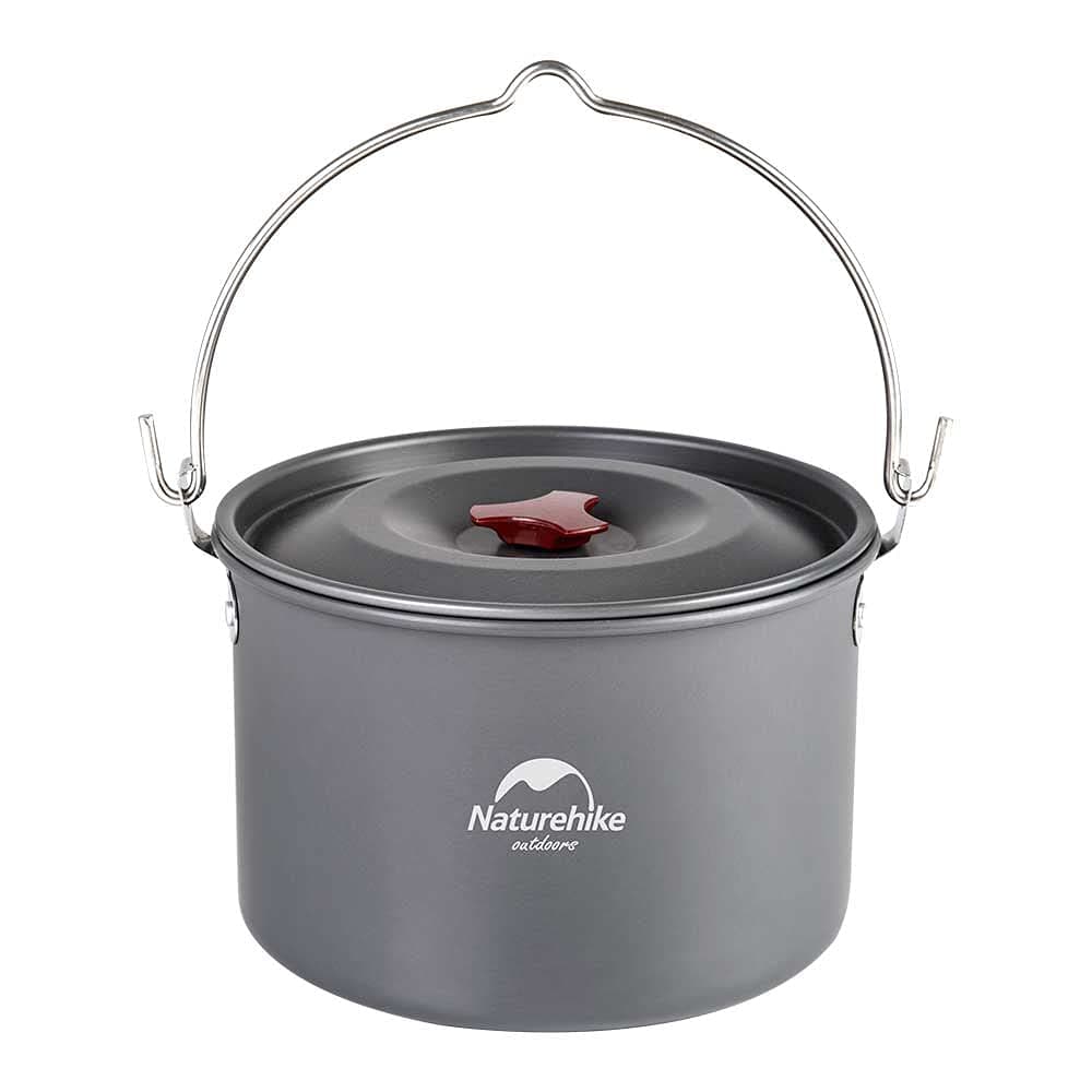 Camping Soup Pot Cookware with Lid Large Outdoor Portable Hanging Pot Cooking Set for 1-6 People