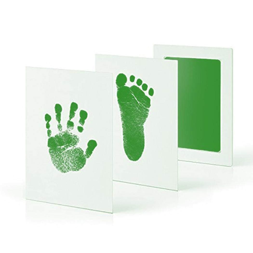 Grab ClassyGrab Classy Safe Inkless Baby Handprint And Baby Footprint Ink Pad With Imprint Cards 100% Non-Toxic & Mess Free Safe For Newborn Baby And Toddlers (Green, 6-12 Months) - 1 Count