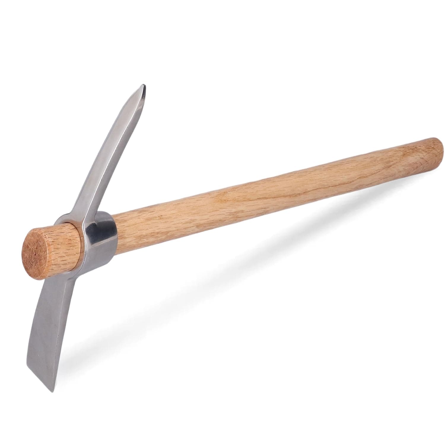 Tissting 40cm Hand Cultivator, Strong Durable Stainless Steel Pickaxe Hoe Agricultural Gardening Pick Hoe Tools with Wooden Handle