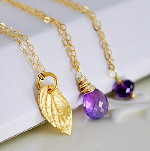 Amethyst Layering Necklace Set in Gold