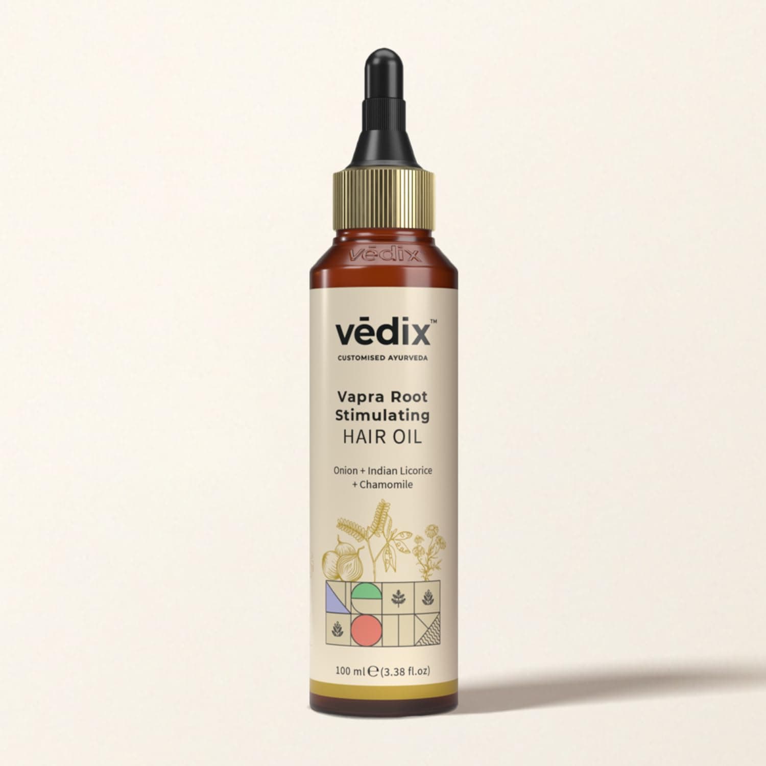 Vedix Hair Oil, Vapra Root Stimulating Customized Ayurvedic Hair Oil For Dry Scalp - Wavy Hair, With Onion + India Licorice + Chamomile - 100 ml