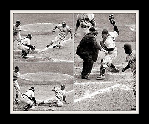 Treasure Chest ShoppeIconic Yogi Berra Jackie Robinson Steal of Home 1955 World Series NY Yankees Brooklyn Dodgers 11x14 Double Matted 8x10 Photo Collage 11x14