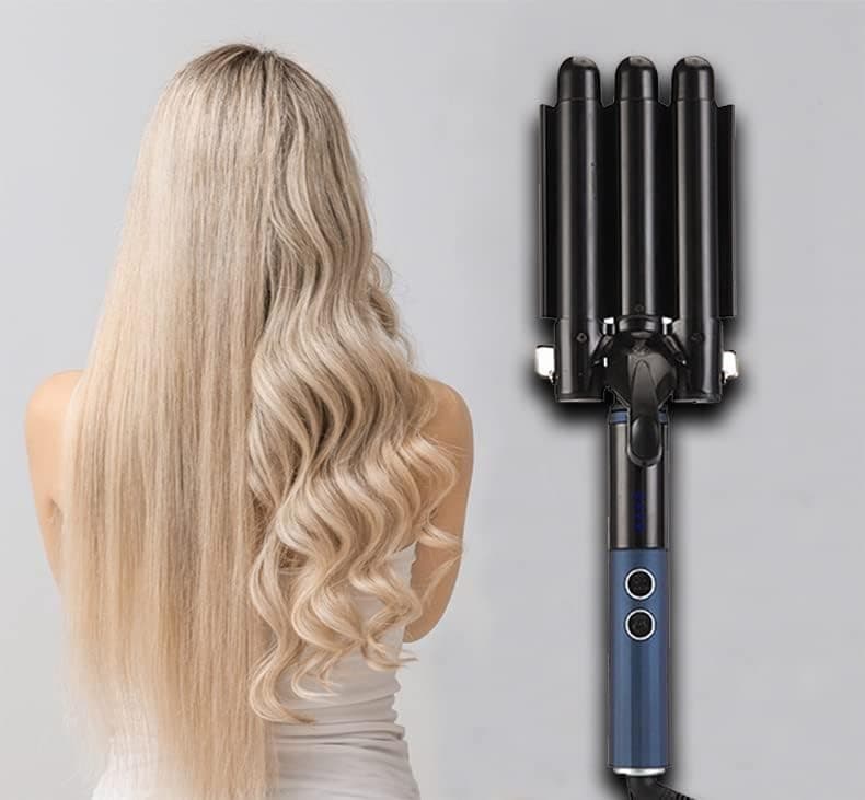 Sponsored Ad – Three Barrel Curling Iron Wand Hair culer hair wave hair iron Ceramic Tourmaline Triple Barrels, Dual Voltage Crimp