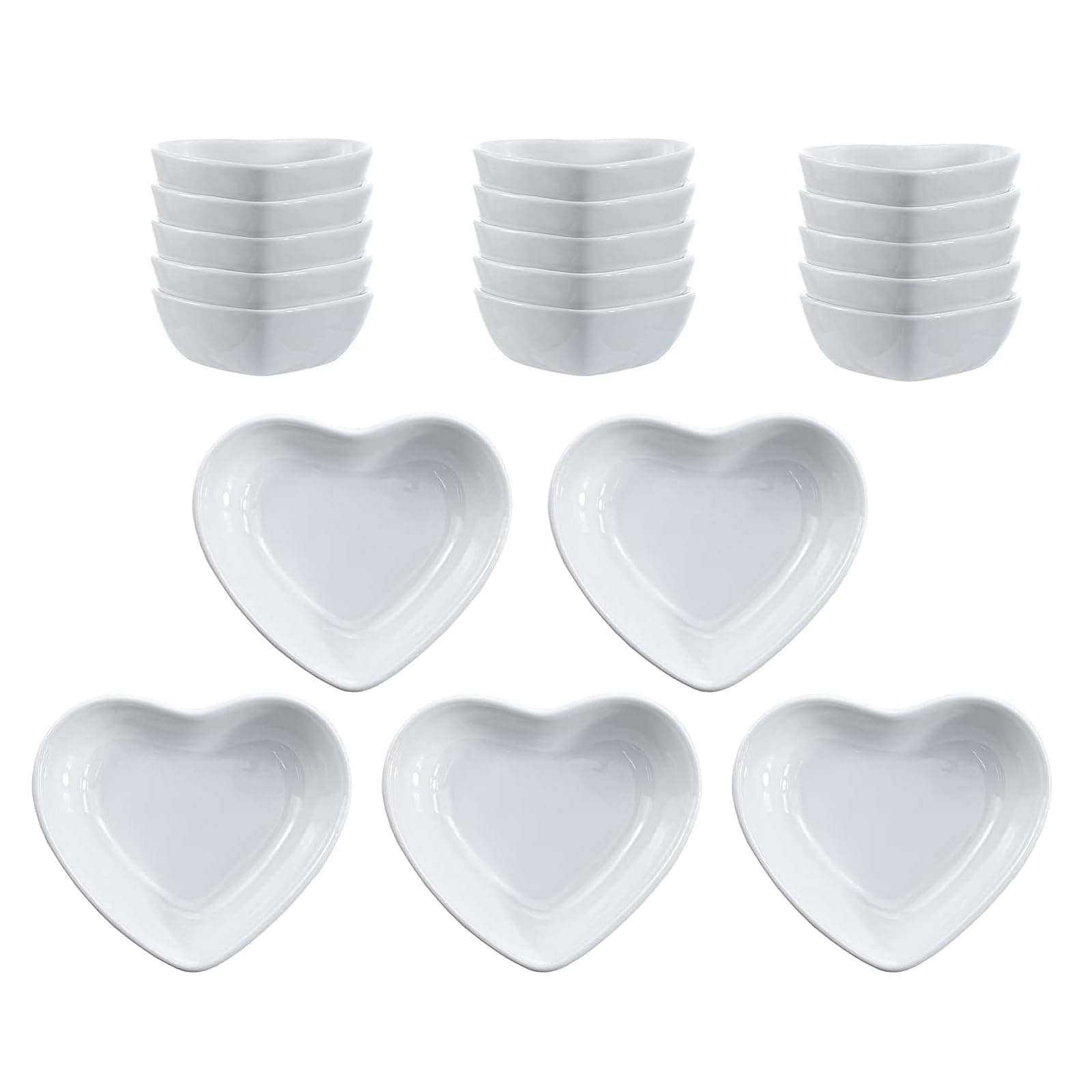 SOCOSY Heart-shaped Multipurpose Ceramic Sauce Dish Seasoning Dishes Sushi Dipping Bowl Appetizer Plates Serving Dish Saucers Bowl(Set of 20)