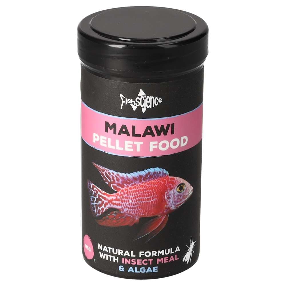 FishScience Malawi Pellets 115g | Complete Tropical Fish Food | Cichlid | High-Protein (37%) Algae-Rich Sinking Fish Food with Spirulina, Chlorella & Kelp | Insect Meal for Easy Digestion