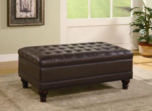 Toscana Home Interiors Occasional Bench Style Storage Ottoman with Tufted Accents in Dark Brown Finish!