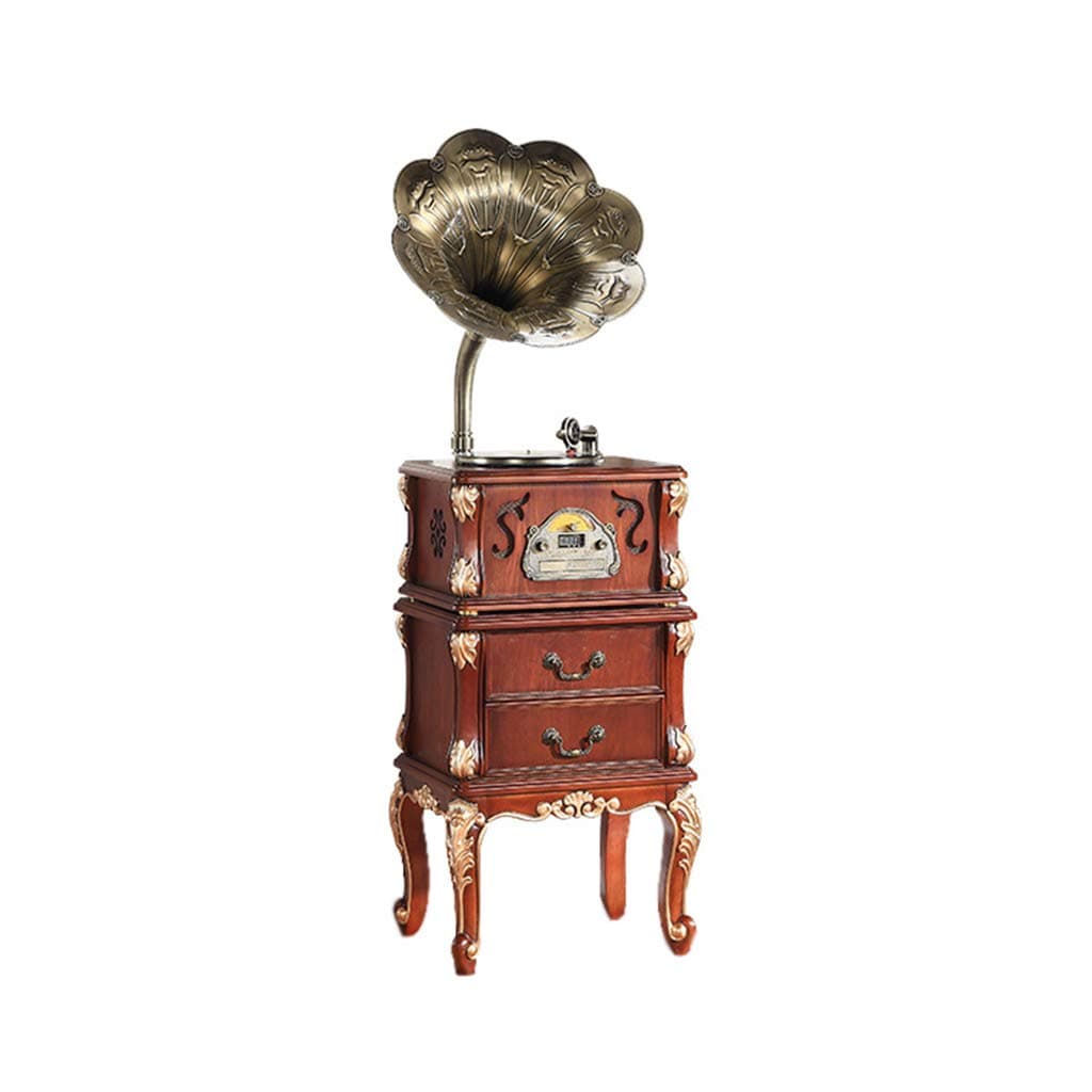 GOM Gramophone, Turntable Vinyl Record Player Built-in Stereo Speakers 33/45/78 RPM Support Bluetooth Playback CD Playback RCA Ouput Oak Base GOM-006 (Color : Brown, Size : 47cm43cm170cm)