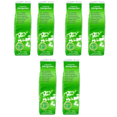 Jiaogulan Herbal whole Rolled Leaf Tea | National and International Taste Awarded Organic Gynostemma from Thailand since 2002 | 3kg/6.6lb in 6 Tea Foil Packages 12 to 18 month shelf life