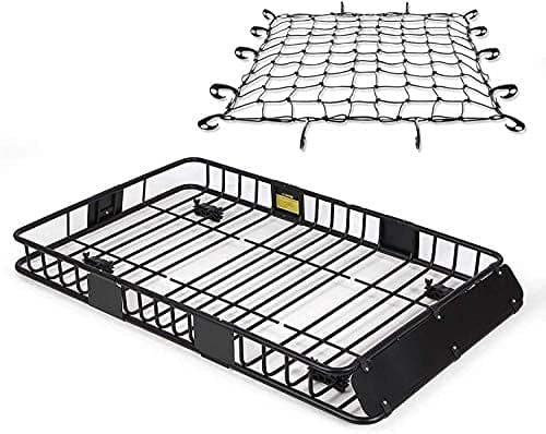 SmartenPlus Universal 64" Heavy Duty Roof Cargo with (Removable) Extension Car top Luggage Holder Carrier Basket SUV+ Cargo Net