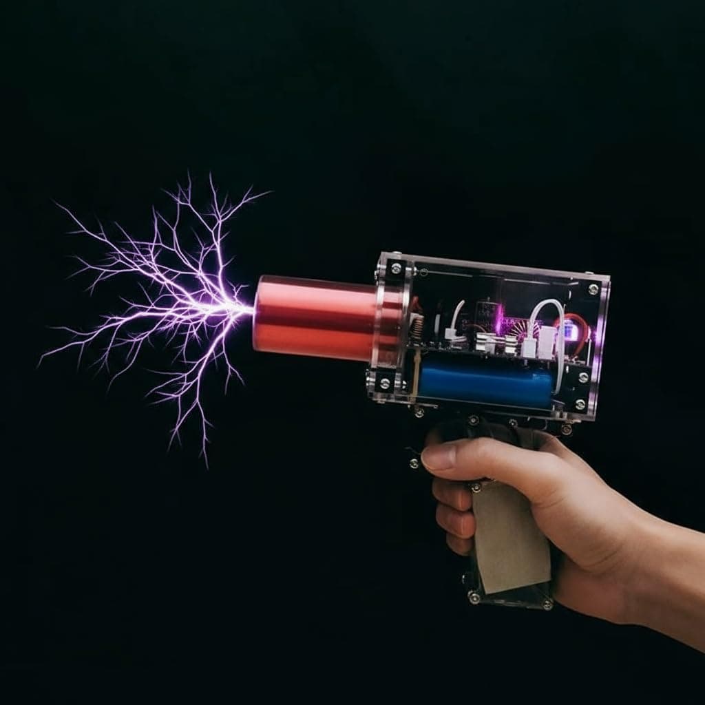 ele ELEOPTION Handheld Tesla Coil, Portable Trigger Mode, Artificial Lightning DIY, Compatible with Tesla Coil Handheld