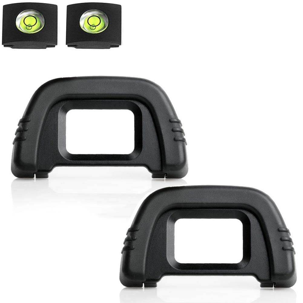 D90 D7000 Eyepiece Eyecup Viewfinder Eye Cup DK-21 Compatible for Nikon D750 D610 D600 D300 D200 D80 D70 D50 Camera, ULBTER Eyepiece Cover & Bubble Spirit Level Hot Shoe Cover -(2+2 Pack)