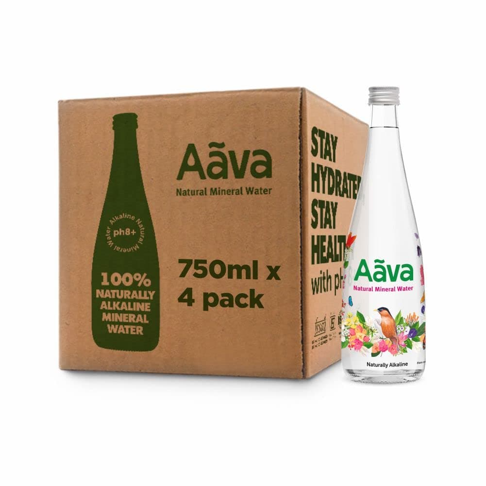 Natural Mineral Water 750 ml Glass Bottle (Naturally Alkaline ; Origin Aravalli Range; pH 8+; Benefits of Calcium and Magnesium(Pack of 4 Bottles)