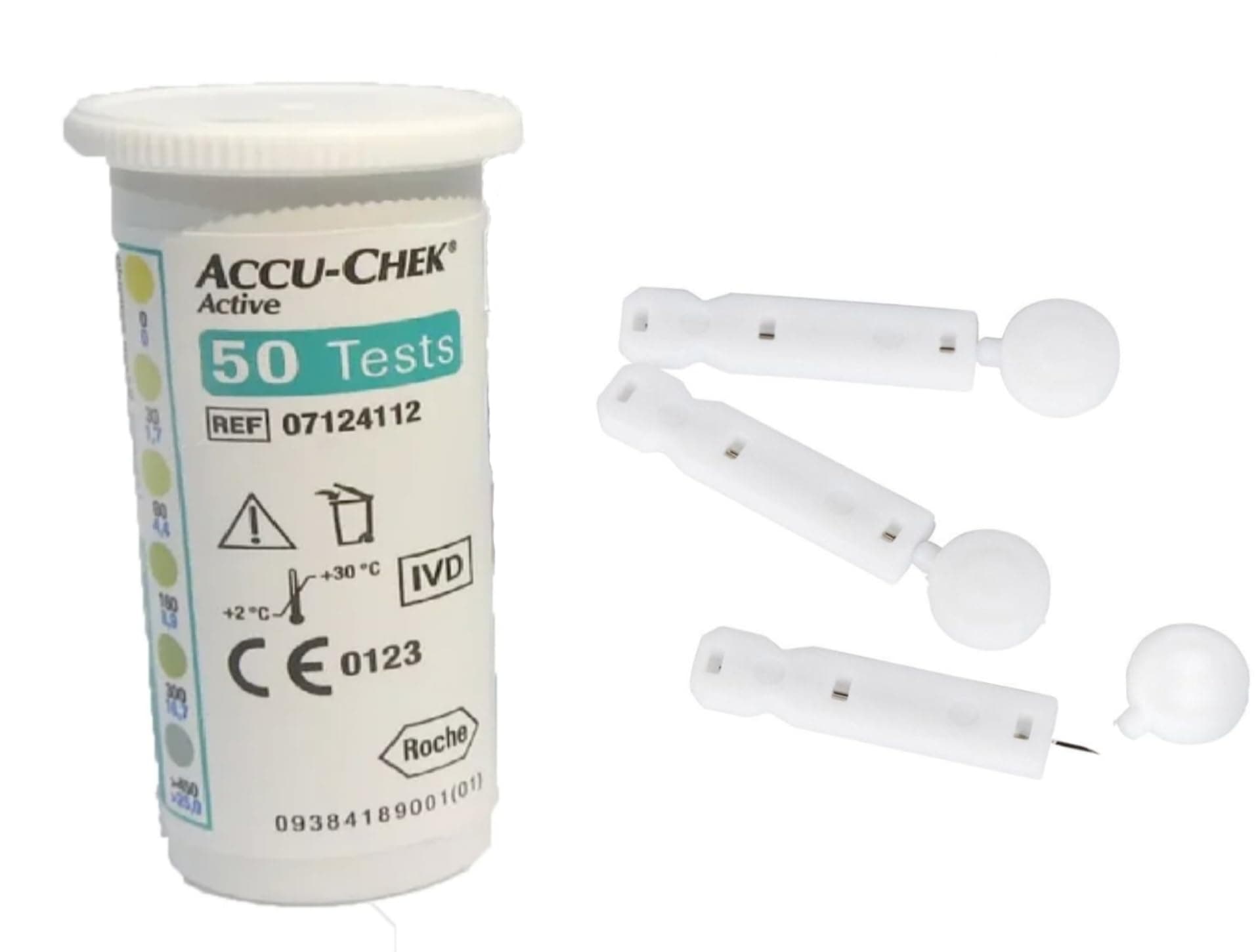Compatible with Accu-Chek Active 50 Test Strips with 100 Flat Lancets