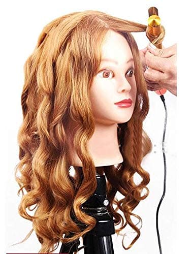 BIGWAVE® 80% Real Human Hair Dummy For Hair Practice all purpose With Clamp Stand | Hair Dummy for Hair Styling Practice Spl For Dye/Tong/Braiding/ (Dark Golden)