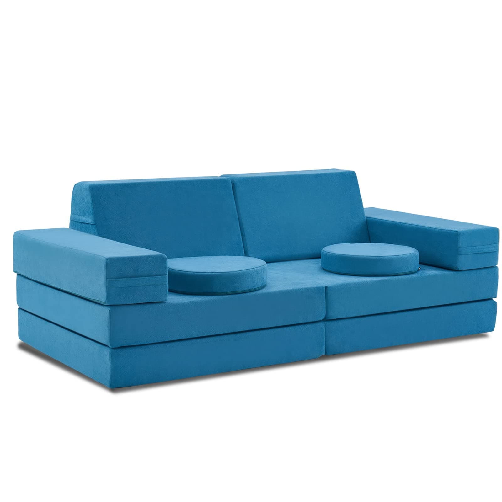 jela Kids Couch 10PCS Luxury, Floor Couch Floor Sofa Modular Furniture for Adults, Playhouse Play Set for Toddlers Babies, Modular Foam Play Couch, Modular Sectional Sofa (Classic, Teal)