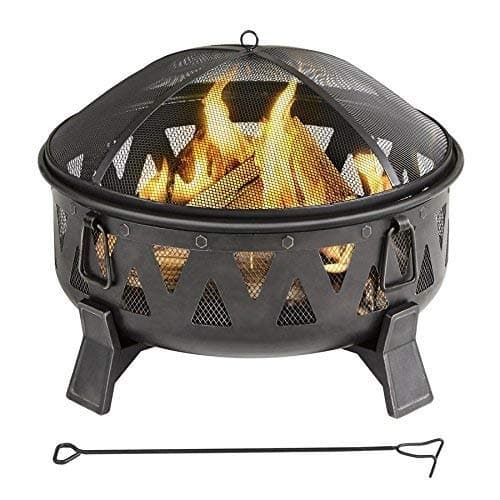 Garden Treasures 29.92-in W Antique Black Steel Wood-Burning Fire Pit