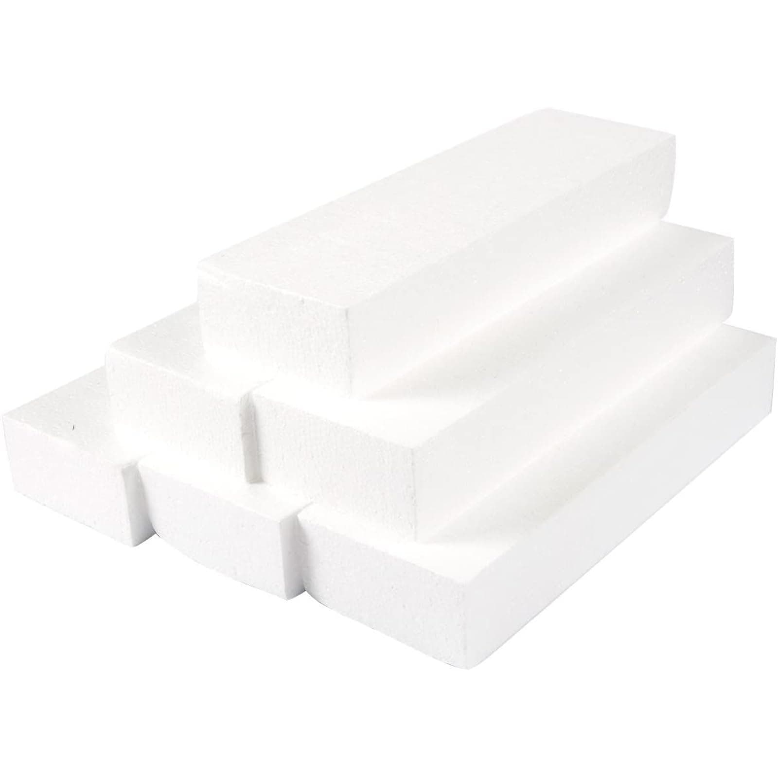 Juvale Craft Foam Blocks - 12 x 4 x 2 in, White, Set of 6 - Foam for Flower Arrangements & High Density Squares